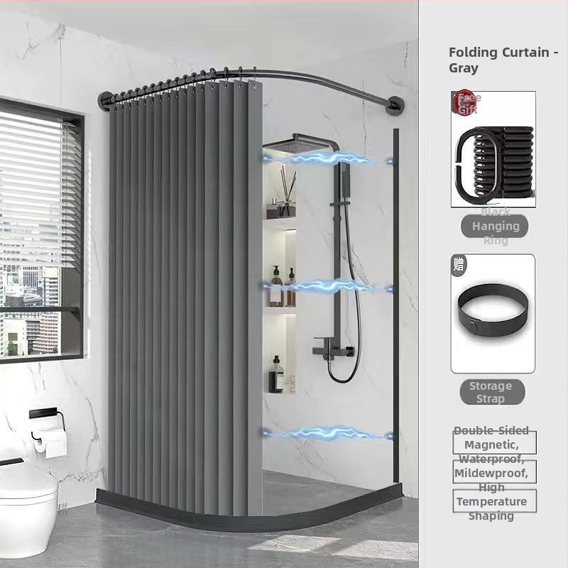 Tualettruumi vannitoa vaheseina kardinaülikond dušš paksendatud perforeeritud dušikardin veekindel riie magnetiline kaar veetõke