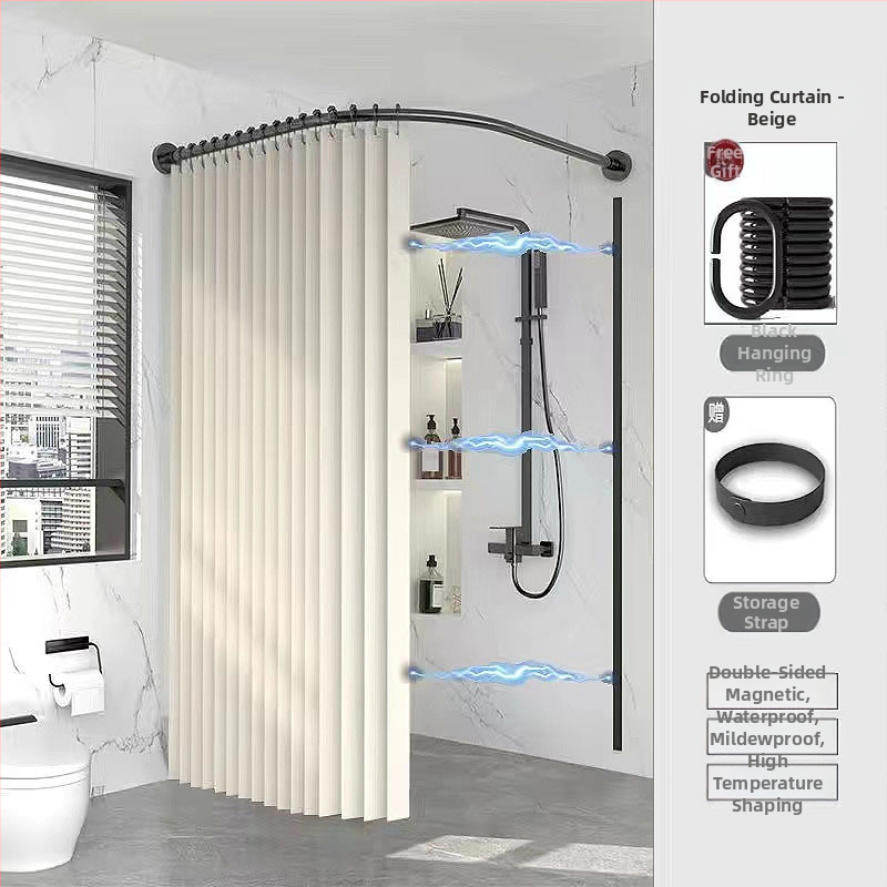 Tualettruumi vannitoa vaheseina kardinaülikond dušš paksendatud perforeeritud dušikardin veekindel riie magnetiline kaar veetõke