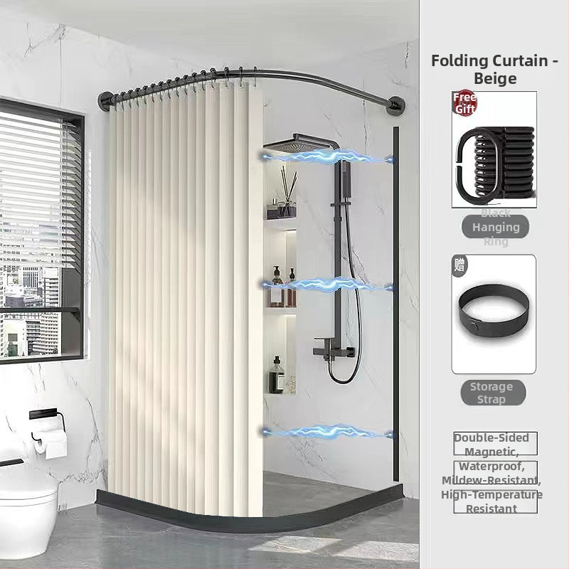 Tualettruumi vannitoa vaheseina kardinaülikond dušš paksendatud perforeeritud dušikardin veekindel riie magnetiline kaar veetõke