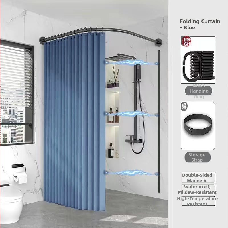 Tualettruumi vannitoa vaheseina kardinaülikond dušš paksendatud perforeeritud dušikardin veekindel riie magnetiline kaar veetõke