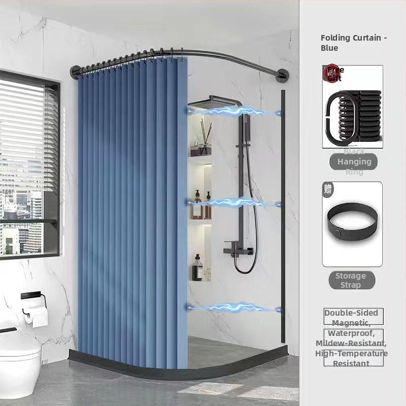 Tualettruumi vannitoa vaheseina kardinaülikond dušš paksendatud perforeeritud dušikardin veekindel riie magnetiline kaar veetõke