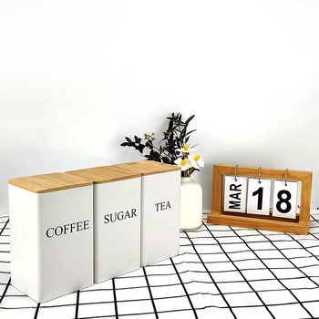 Bambusest kaanega raudkarbi ruudukujuline purk Lihtne sisestus Euroopa ja Ameerika stiilis kohvikommide teepurk Tinplate suletud pakendiga metallpurk