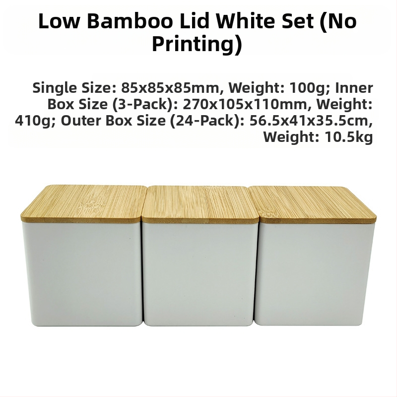 Bambusest kaanega raudkarbi ruudukujuline purk Lihtne sisestus Euroopa ja Ameerika stiilis kohvikommide teepurk Tinplate suletud pakendiga metallpurk