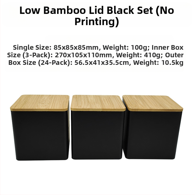 Bambusest kaanega raudkarbi ruudukujuline purk Lihtne sisestus Euroopa ja Ameerika stiilis kohvikommide teepurk Tinplate suletud pakendiga metallpurk