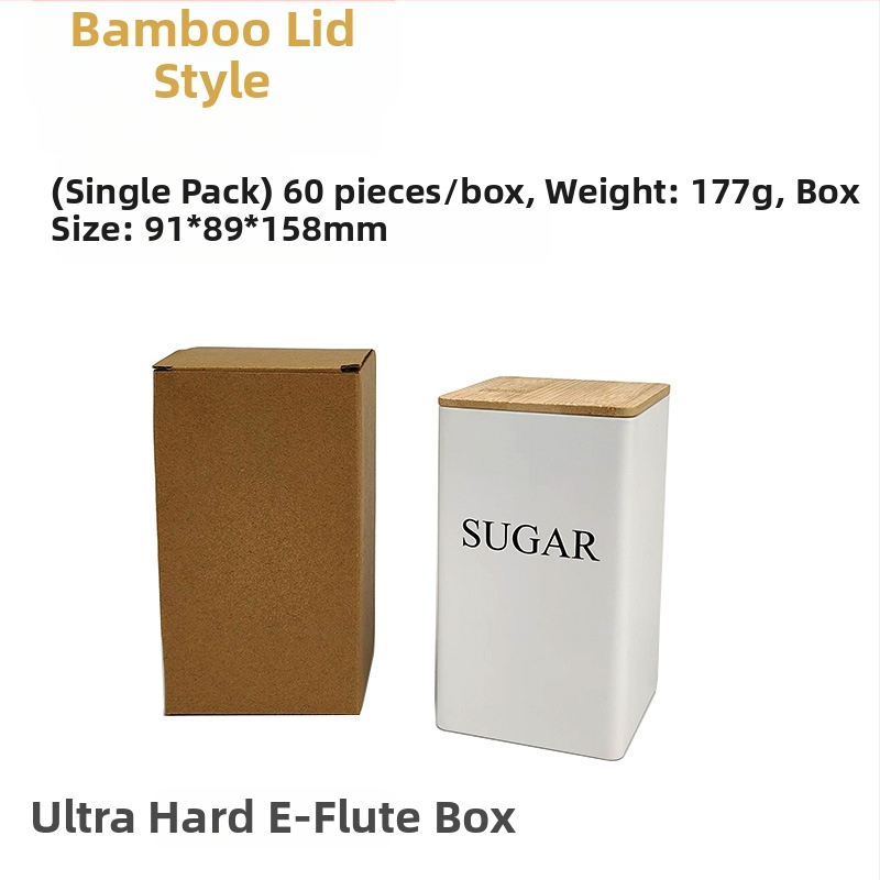 Bambusest kaanega raudkarbi ruudukujuline purk Lihtne sisestus Euroopa ja Ameerika stiilis kohvikommide teepurk Tinplate suletud pakendiga metallpurk