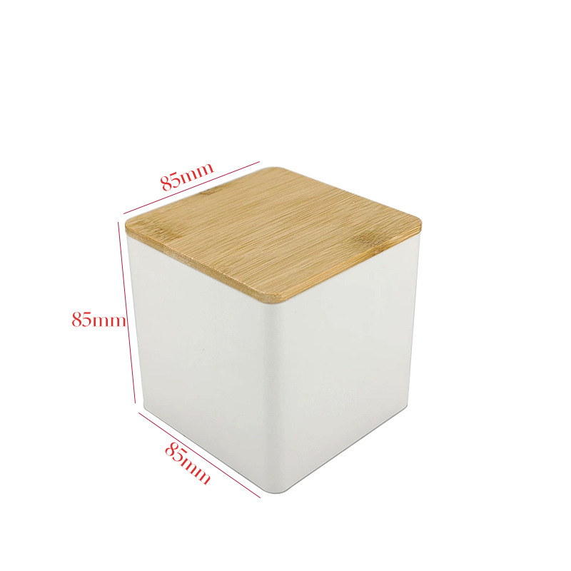 Bambusest kaanega raudkarbi ruudukujuline purk Lihtne sisestus Euroopa ja Ameerika stiilis kohvikommide teepurk Tinplate suletud pakendiga metallpurk