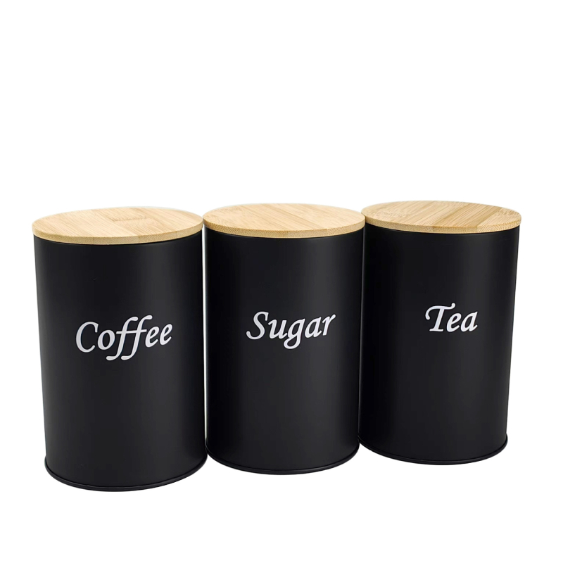 Bambusest kaanega raudkarbi ruudukujuline purk Lihtne sisestus Euroopa ja Ameerika stiilis kohvikommide teepurk Tinplate suletud pakendiga metallpurk