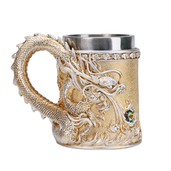 Διασυνοριακό νέο εξατομικευμένο ρετρό κινέζικο δράκο μπύρας 3D τρισδιάστατο ανάγλυφο ρητίνη από ανοξείδωτο ατσάλι ποτήρι κρασιού δώρο