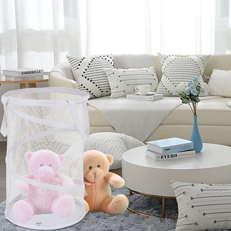 Kokkupandav võrgust määrdunud riiete korv Riidest silinder Suur määrdunud riiete hoiukorv Määrdunud riiete korv Majapidamismänguasjade pesukorv