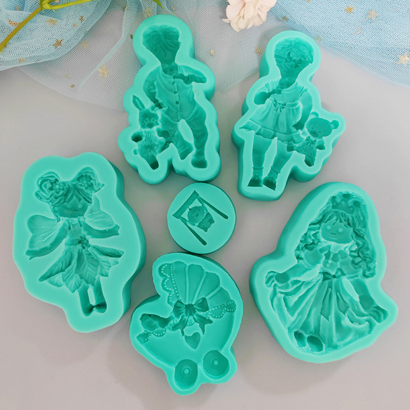 Φόρμα σιλικόνης Flower Fairy Rabbit Bear Baby Diy Χειροποίητη φόρμα διακόσμησης κέικ με ζαχαρόπαστα