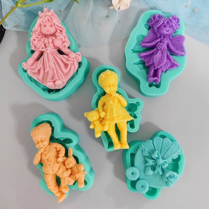 Φόρμα σιλικόνης Flower Fairy Rabbit Bear Baby Diy Χειροποίητη φόρμα διακόσμησης κέικ με ζαχαρόπαστα