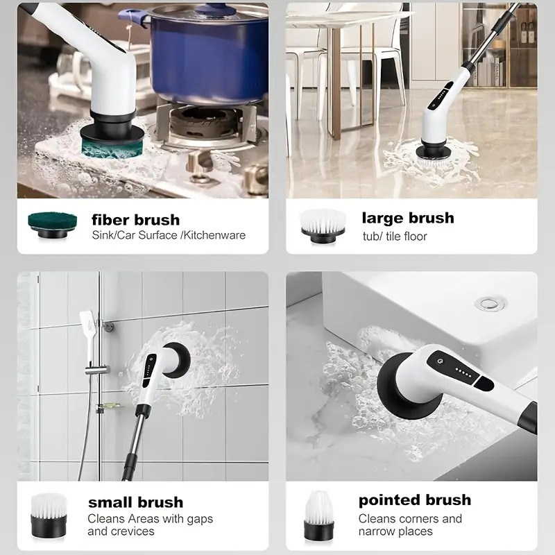 Daudzfunkcionāla bezvadu elektriskā tīrīšanas birste pilnībā automātiska rotējoša teleskopiska rokas birste akvārija tīrītājam pāri robežai