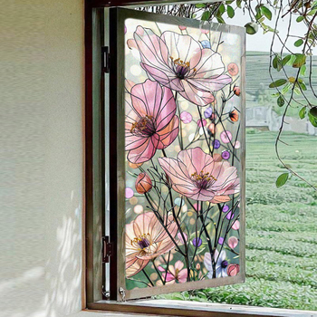 Vintage klaasist kleebis läbipaistev poolläbipaistev dekoratiivne klaasist kleebispaberist aknakile kodukaunistamiseks retrokile