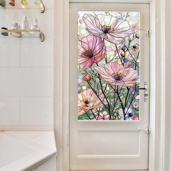 Vintage klaasist kleebis läbipaistev poolläbipaistev dekoratiivne klaasist kleebispaberist aknakile kodukaunistamiseks retrokile