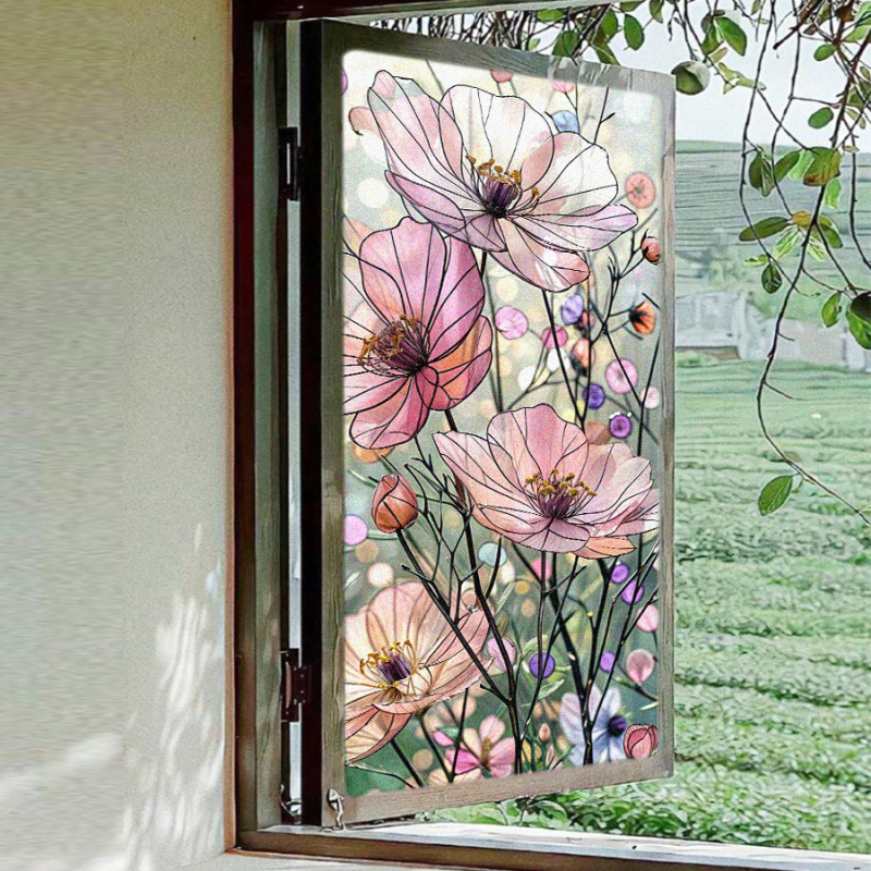 Vintage klaasist kleebis läbipaistev poolläbipaistev dekoratiivne klaasist kleebispaberist aknakile kodukaunistamiseks retrokile