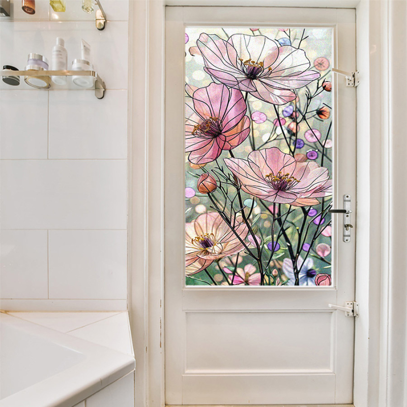 Vintage klaasist kleebis läbipaistev poolläbipaistev dekoratiivne klaasist kleebispaberist aknakile kodukaunistamiseks retrokile