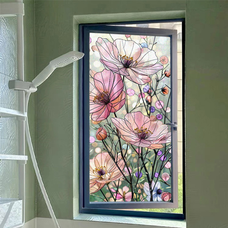 Vintage klaasist kleebis läbipaistev poolläbipaistev dekoratiivne klaasist kleebispaberist aknakile kodukaunistamiseks retrokile