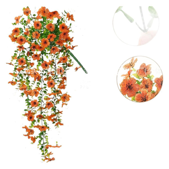 Διασυνοριακή προσομοίωση Amazon βιολετί μικτού χρώματος τοίχου τοποθετημένο σε εξωτερικό περβάζι παραθύρου κήπου με κρεμαστό καλάθι κρεμαστή διακόσμηση αυλής