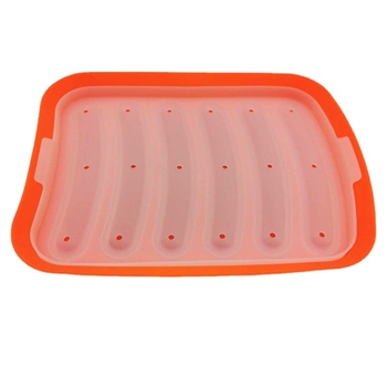 Σπιτική DIY φόρμα λουκάνικου σιλικόνης έξι συνδέσμων με καπάκι, φόρμα για χοτ ντογκ, φόρμα ψησίματος για ζαμπόν σιλικόνης κουζίνας