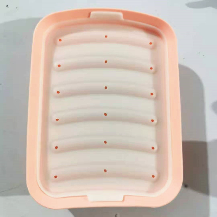 Silikónová forma na klobásy so šiestimi článkami s viečkom, forma na hotdogy, silikónová forma na šunku na pečenie