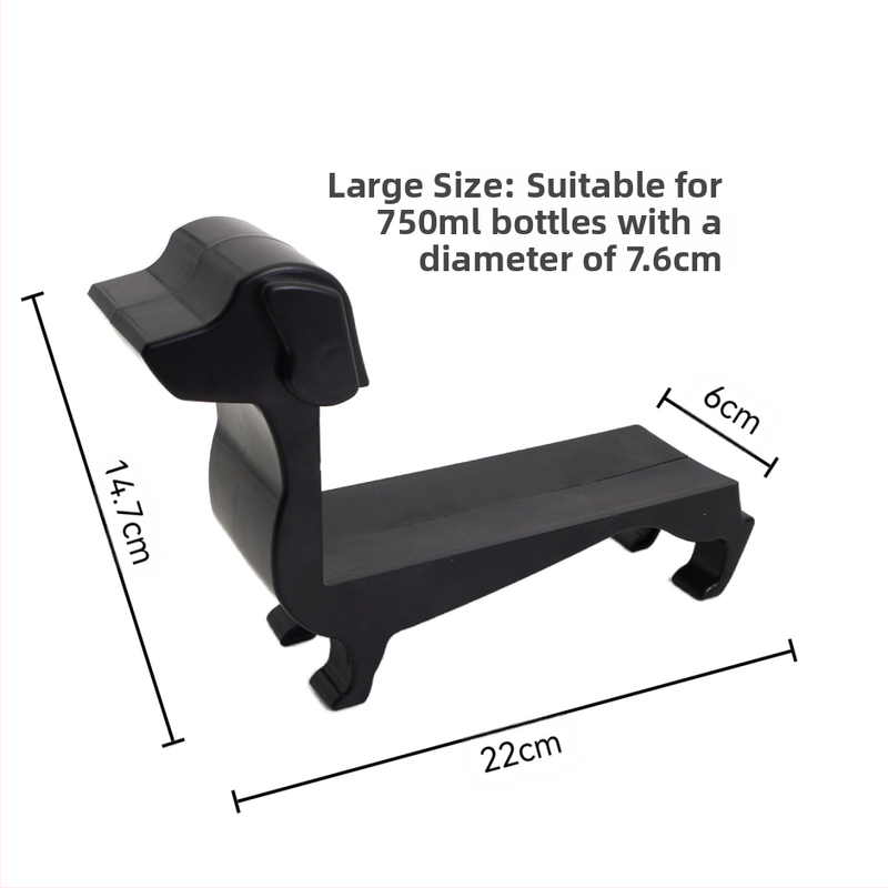 Piiriülene uus koeraveinipudelihoidja taksikoera punase veinipudeliriiul veinipudeli tugiriiul