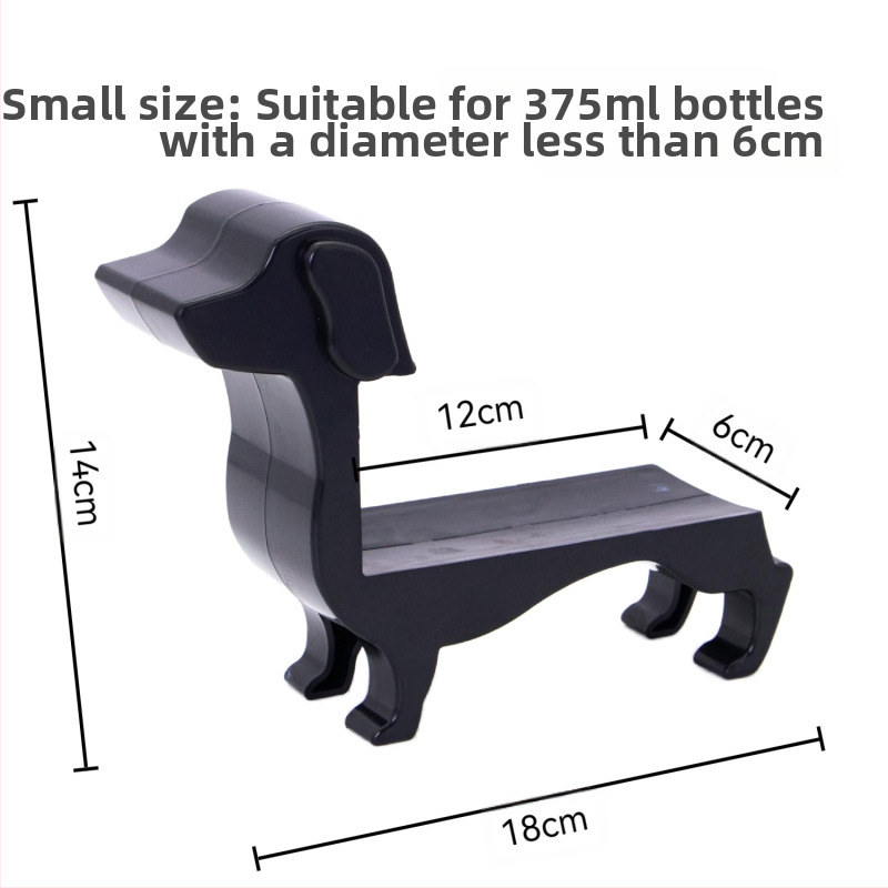 Piiriülene uus koeraveinipudelihoidja taksikoera punase veinipudeliriiul veinipudeli tugiriiul