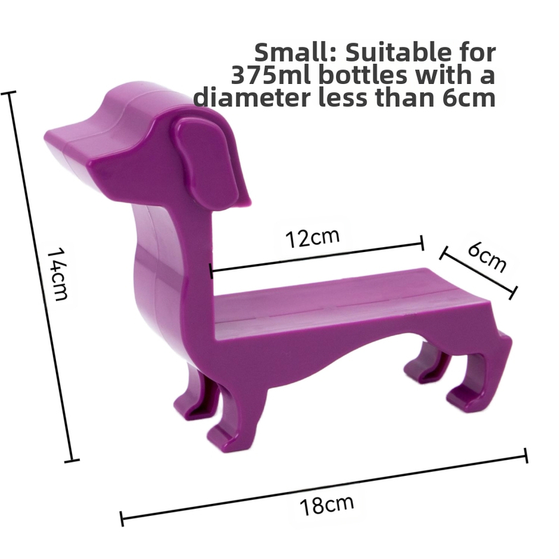 Piiriülene uus koeraveinipudelihoidja taksikoera punase veinipudeliriiul veinipudeli tugiriiul