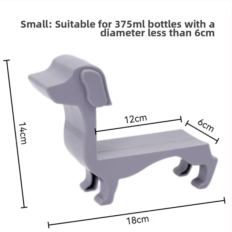 Piiriülene uus koeraveinipudelihoidja taksikoera punase veinipudeliriiul veinipudeli tugiriiul