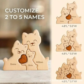 Amazonska obiteljska slagalica za mačke, rezbarenje od punog drva, ukrasi za rukotvorine s klinčićem i mačkom, ukras za blagdansku zabavu