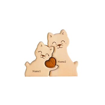 Amazonska obiteljska slagalica za mačke, rezbarenje od punog drva, ukrasi za rukotvorine s klinčićem i mačkom, ukras za blagdansku zabavu