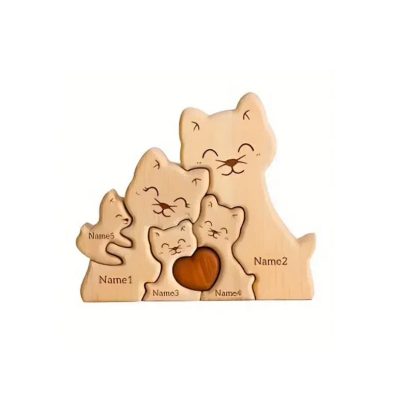 Amazonska obiteljska slagalica za mačke, rezbarenje od punog drva, ukrasi za rukotvorine s klinčićem i mačkom, ukras za blagdansku zabavu