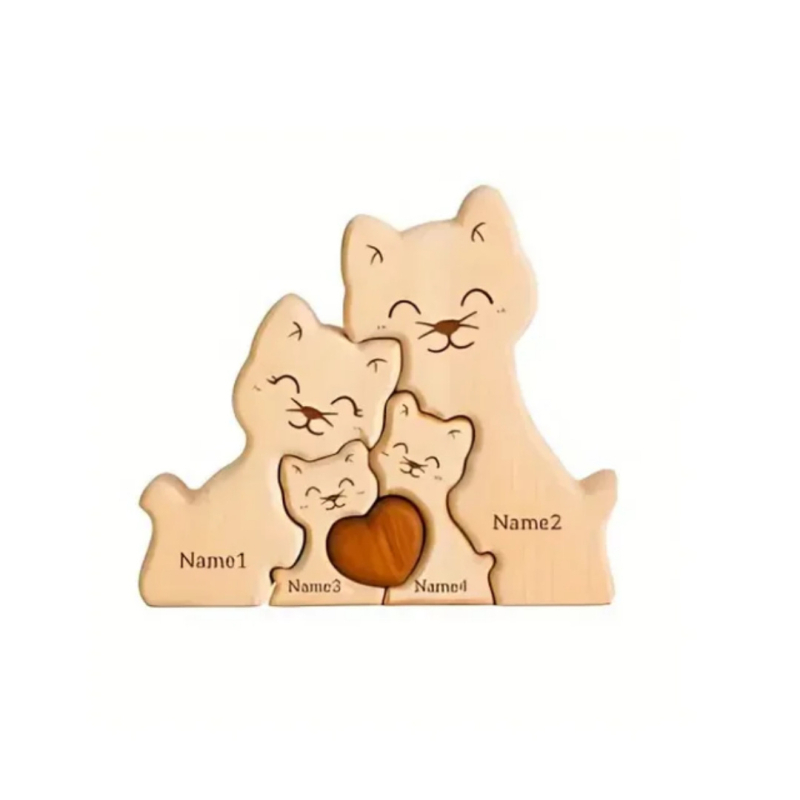 Amazonska obiteljska slagalica za mačke, rezbarenje od punog drva, ukrasi za rukotvorine s klinčićem i mačkom, ukras za blagdansku zabavu