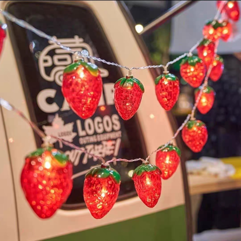 LED šviesos stygų vaisių kioskas kempingo stiliaus atmosferos šviesa naktinio turgaus bagažinė dekoratyvinė šviesa vaisių formos žibintas šventinė šviesa