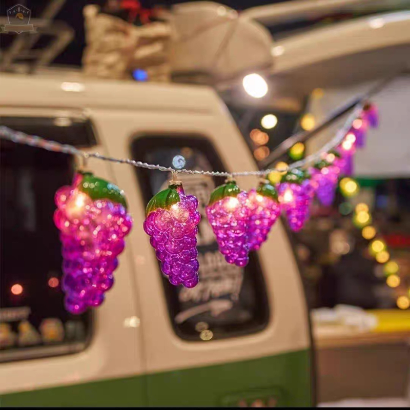 LED šviesos stygų vaisių kioskas kempingo stiliaus atmosferos šviesa naktinio turgaus bagažinė dekoratyvinė šviesa vaisių formos žibintas šventinė šviesa