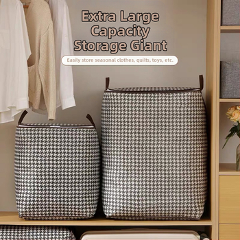 Suure mahutavusega tekikott riiete hoiustamiseks, houndstooth-kujuline hoiukast, niiskuskindel viimistlus, kolimispakk, nullostuga