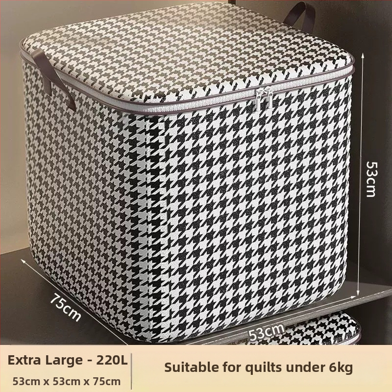 Suure mahutavusega tekikott riiete hoiustamiseks, houndstooth-kujuline hoiukast, niiskuskindel viimistlus, kolimispakk, nullostuga