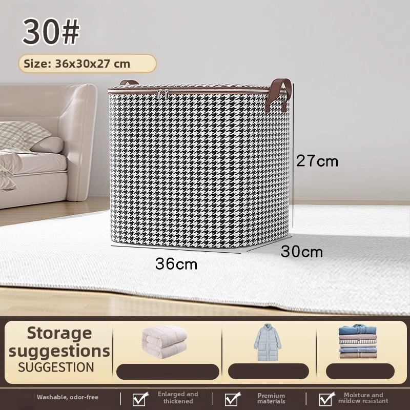 Suure mahutavusega tekikott riiete hoiustamiseks, houndstooth-kujuline hoiukast, niiskuskindel viimistlus, kolimispakk, nullostuga