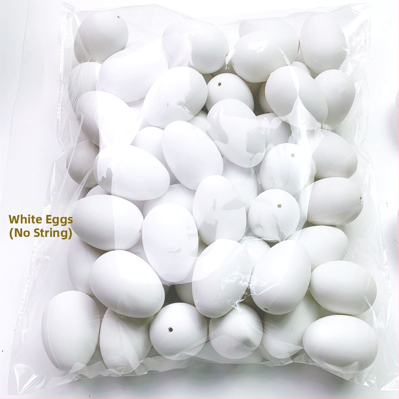 50 tükki valgeid värvilisi kunstmune, plastmassist munakoored, lasteaia käsitööna valminud graffiti lihavõttemunad