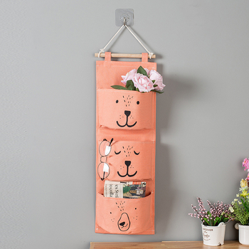 Kodune loominguline puuvillane linane veekindel kangas hoiukott seinale kolme taskuga rippkott garderoobi viimistlusuks mitmesuguste asjade hoiukott