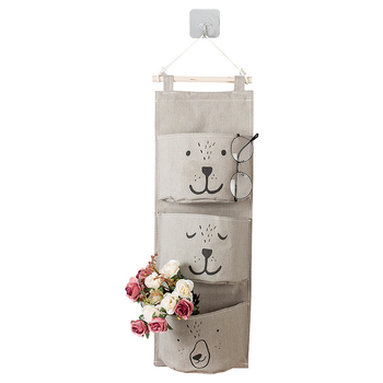 Kodune loominguline puuvillane linane veekindel kangas hoiukott seinale kolme taskuga rippkott garderoobi viimistlusuks mitmesuguste asjade hoiukott