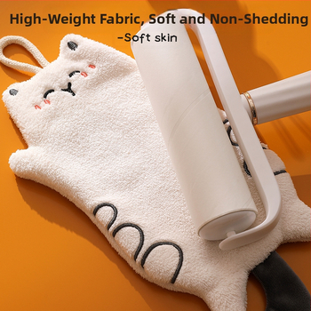 Mielas kačiuko ryžių spalvos koralų spalvos aksominis rankšluostis, dovanų rankšluostis virtuvei, pakabinamas, dvejopo naudojimo, vandenį sugeriantis, greitai džiūstantis kvadratinis rankšluostis, skirtas įvairioms reikmėms