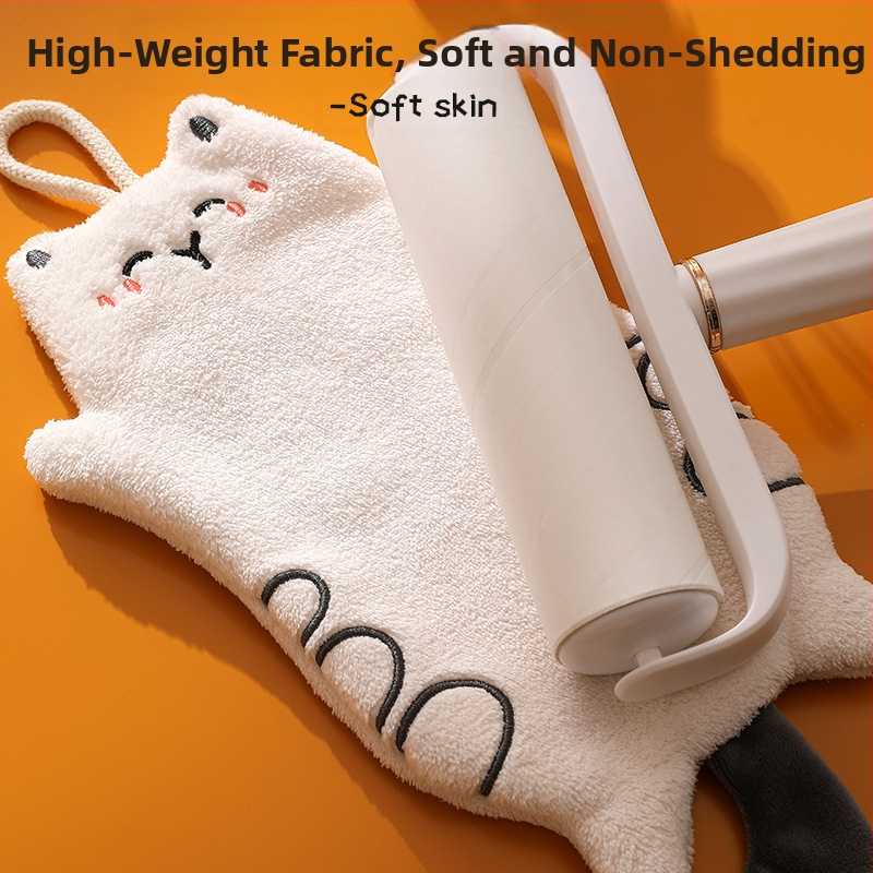 Сладка кърпа за ръце от кадифе с котенце, ориз и корал, подаръчна кърпа за кухня, висяща с двойна употреба, водоабсорбираща, бързосъхнеща квадратна кърпа, за презгранична употреба