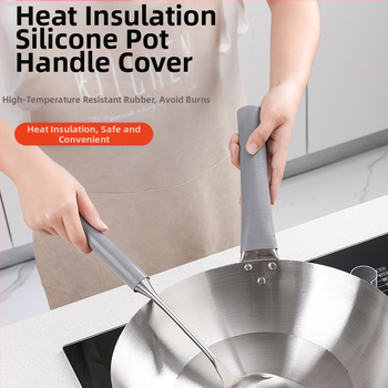Ručka za woke, toplinska izolacija, zaštita od opeklina, lopata za woke, silikonske rukavice za ručku vrata otporne na visoke temperature, višenamjenska univerzalna navlaka za ručku