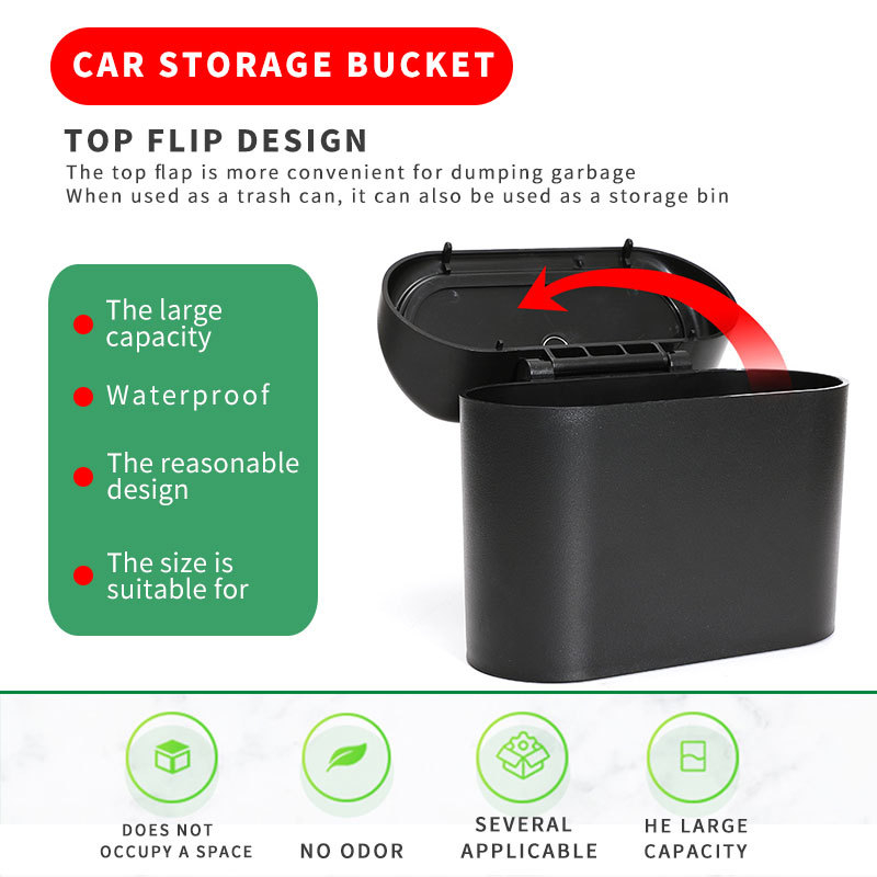 X388 Daugiafunkcinė automobilio šiukšliadėžė su pakabinamomis durelėmis, kibiras šiukšliadėžei