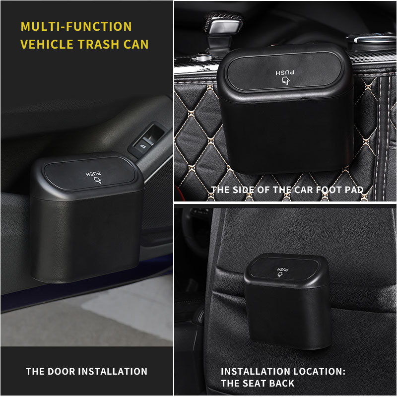 X388 Daugiafunkcinė automobilio šiukšliadėžė su pakabinamomis durelėmis, kibiras šiukšliadėžei