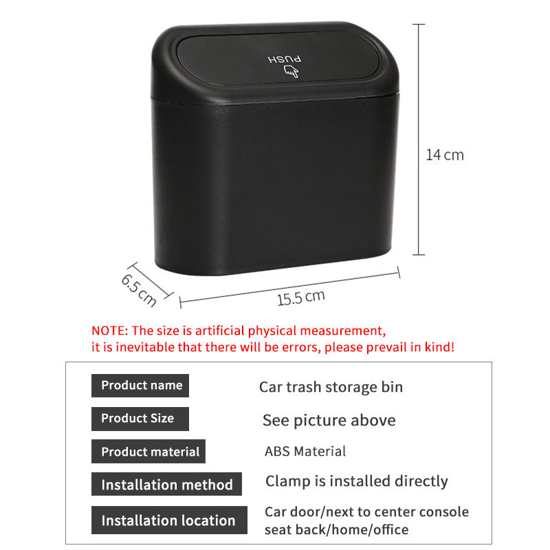 X388 Daugiafunkcinė automobilio šiukšliadėžė su pakabinamomis durelėmis, kibiras šiukšliadėžei