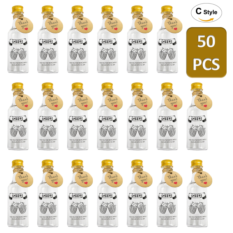 Tiesioginis gamyklinis 50 ml sulčių buteliukas iš „Amazon“ sprogimo mini buteliuko, pageidautinas kalėdinių vakarėlių dekoracijų buteliukas.