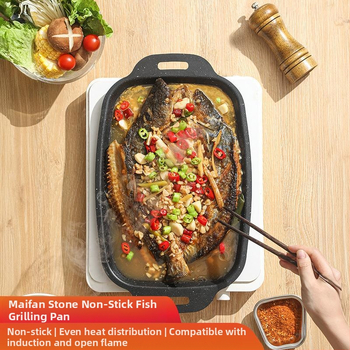 Maifani kivist grillitud kalataldrik, ristkülikukujuline grillitaldrik induktsioonpliidile, grillpann, teppanyaki, kaasaskantav grillitaldrik
