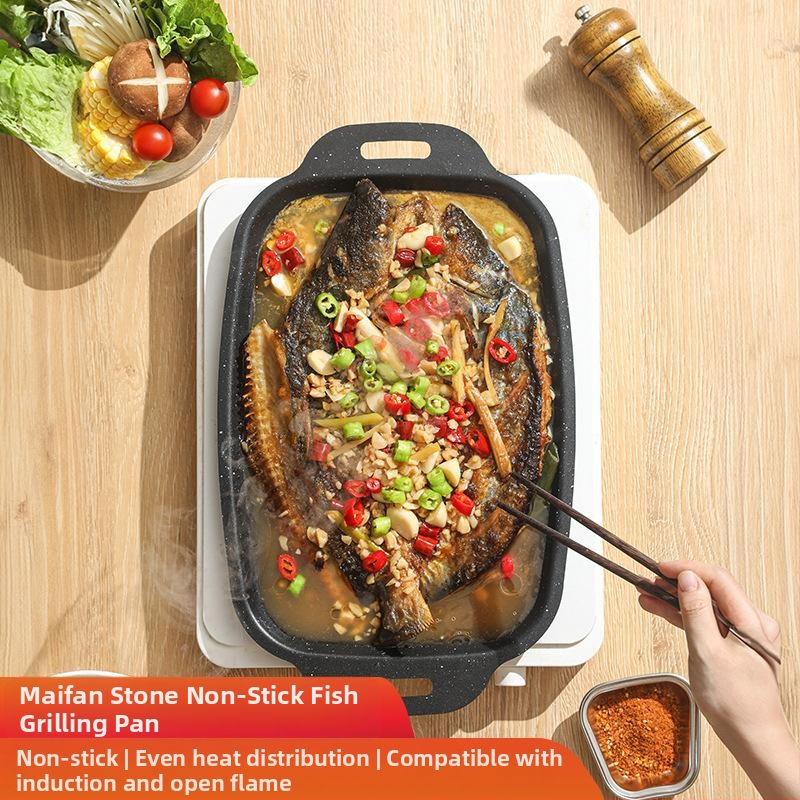 Maifani kivist grillitud kalataldrik, ristkülikukujuline grillitaldrik induktsioonpliidile, grillpann, teppanyaki, kaasaskantav grillitaldrik