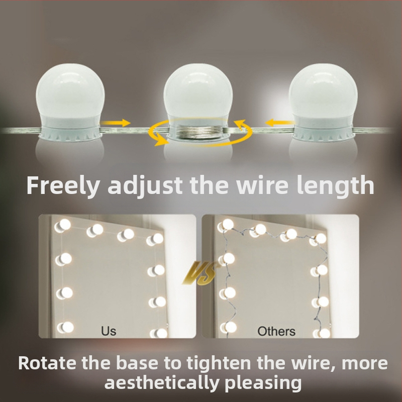Холивудска огледална фарова LED крушка за грим USB трицветна огледална фарова крушка за запълване